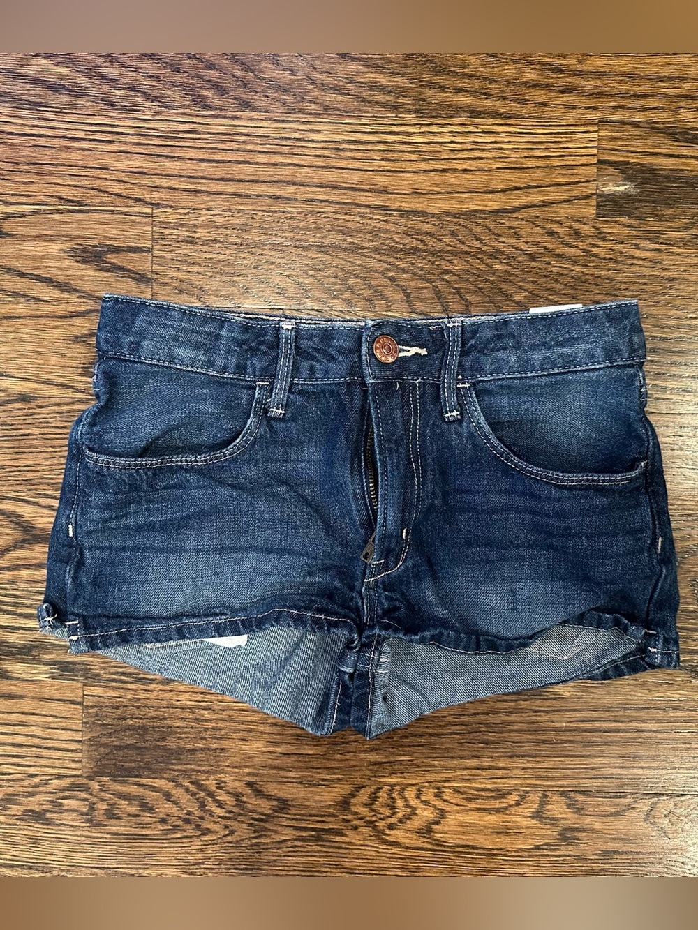 &Denim Dark Blue Denim Girls' Cutoff Shorts